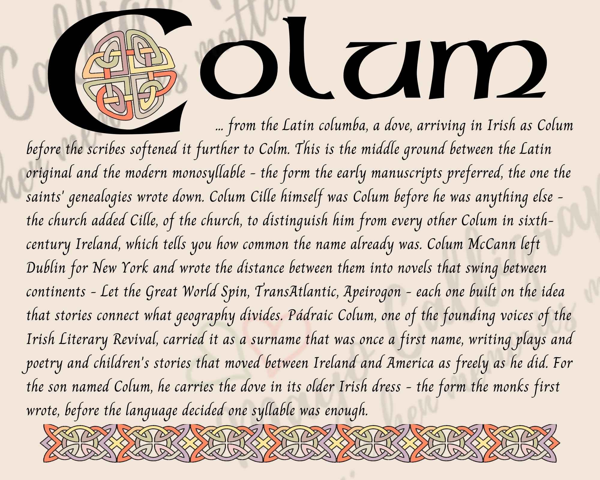 Colum Celtic Name Print | Digital Download | Mayo Calligraphy