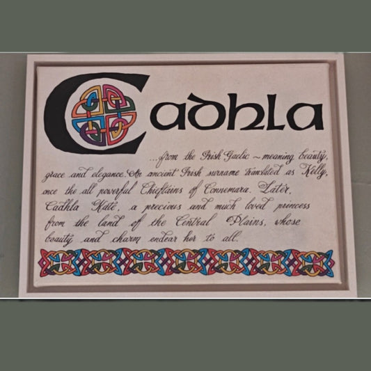 Celtic Name — Hand-Inked Goatskin Parchment