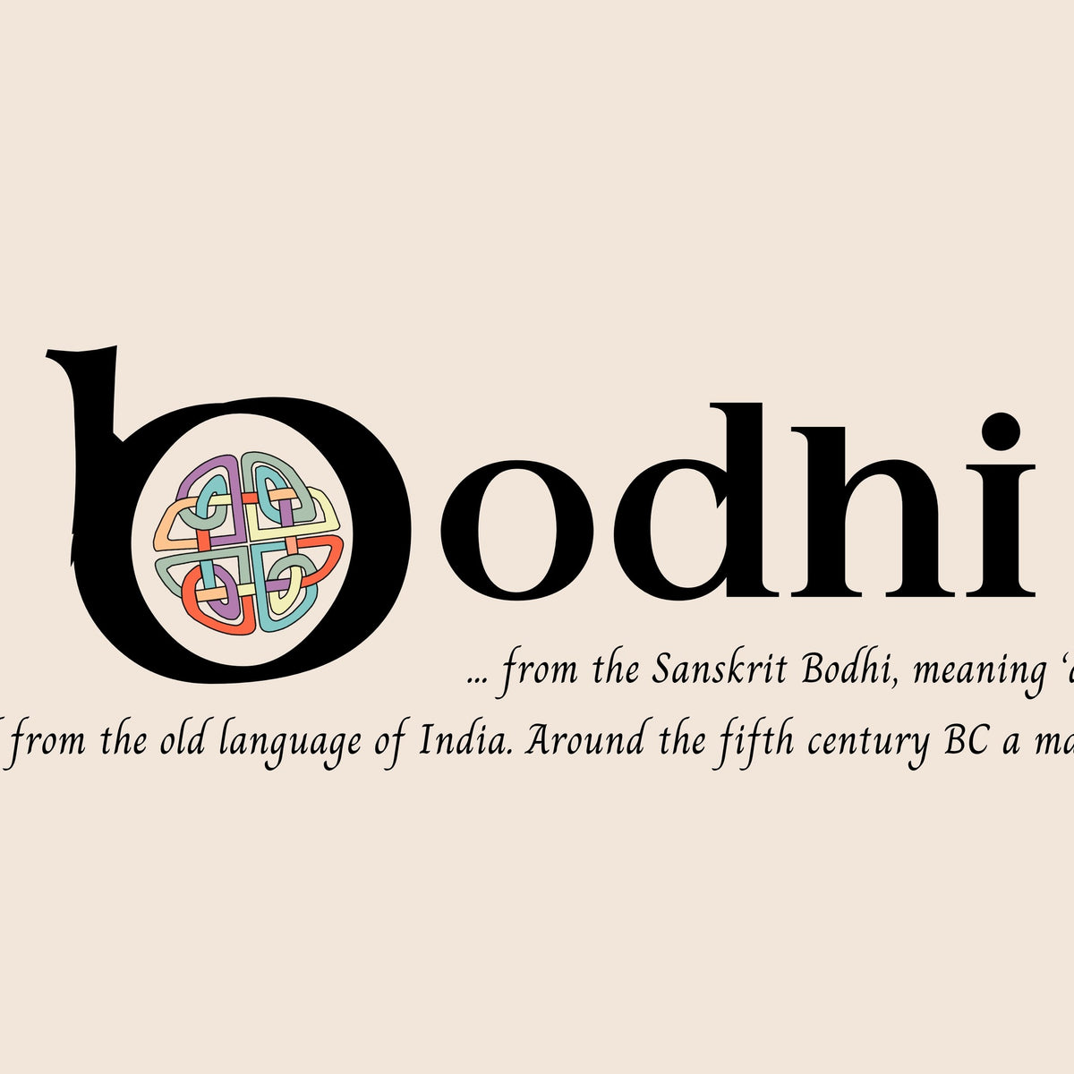 Closeup of the name Bodhi in Celtic calligraphy with decorated capital